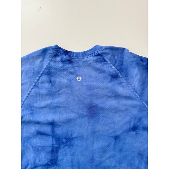 Lululemon blue marble dye long sleeve swiftly tech waist length - size 8 - Picture 5 of 6